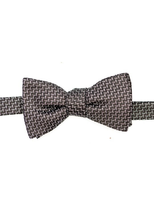 Black/White Braid Silk Bow Tie