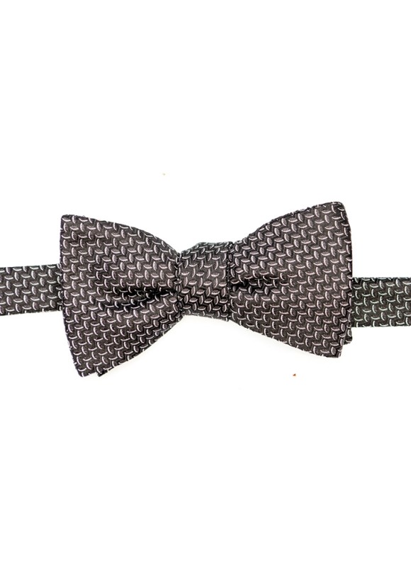 Black/White Braid Silk Bow Tie