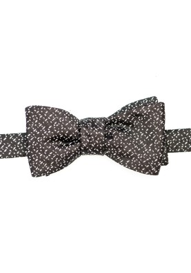 Black/White Basket Weave Silk Bow Tie 