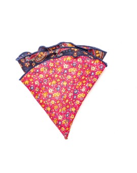 Midnight/Rose Floral Paisley/Floral Silk Shappe Diamante Reversible Pocket Circle