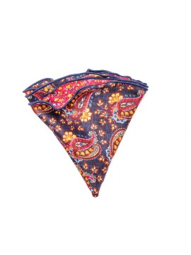 Midnight/Rose Floral Paisley/Floral Silk Shappe Diamante Reversible Pocket Circle