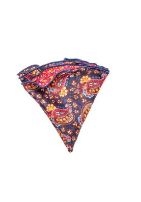 Midnight/Rose Floral Paisley/Floral Silk Shappe Diamante Reversible Pocket Circle 