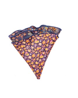 Midnight/Sienna Floral Paisley/Floral Silk Shappe Diamante Reversible Pocket Circle