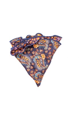 Midnight/Sienna Floral Paisley/Floral Silk Shappe Diamante Reversible Pocket Circle 