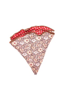 Lt. Brown/Maroon Floral/Shadowed Dots Silk Shappe Diamante Reversible Pocket Circle