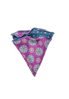 Grape Medallion/Neat Silk Shappe Diamante Reversible Pocket Circle 