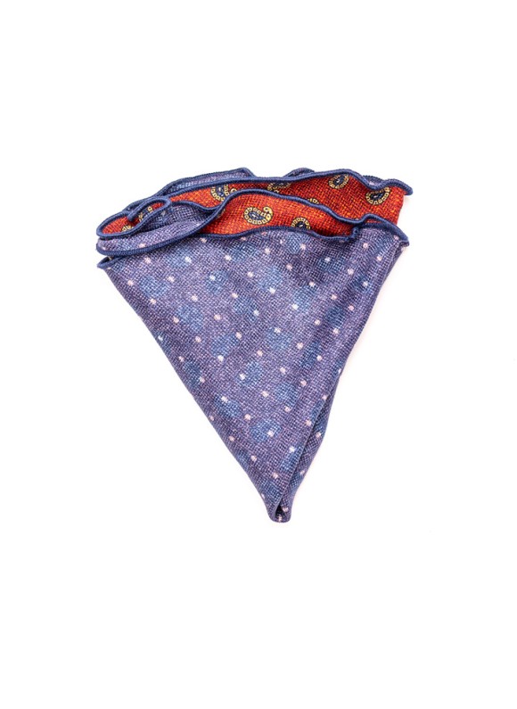 Brick Mini Paisley/Polka Dots Silk Shappe Diamante Reversible Pocket Circle