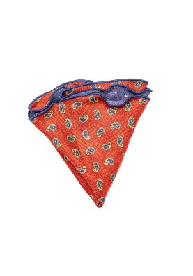 Brick Mini Paisley/Polka Dots Silk Shappe Diamante Reversible Pocket Circle 