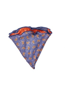 Denim Mini Paisley/Polka Dots Silk Shappe Diamante Reversible Pocket Circle 