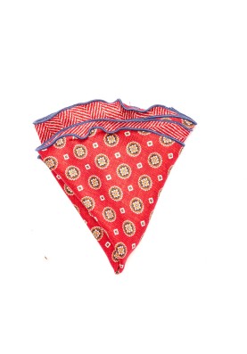 Brick Neat/Herringbone Silk Shappe Diamante Reversible Pocket Circle 