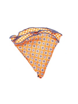 Rust Neat/Houndstooth Silk Shappe Diamante Reversible Pocket Circle