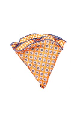 Rust Neat/Houndstooth Silk Shappe Diamante Reversible Pocket Circle 