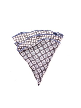 Charcoal Neat/Houndstooth Silk Shappe Diamante Reversible Pocket Circle