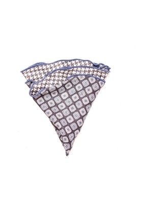 Charcoal Neat/Houndstooth Silk Shappe Diamante Reversible Pocket Circle 