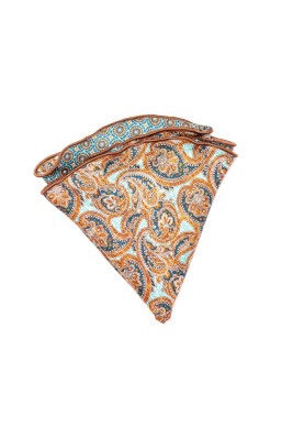 Denim Paisley/Mini Medallion Neat Silk Shappe Diamante Reversible Pocket Circle 