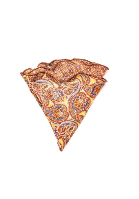 Rust Paisley/Mini Medallion Neat Silk Shappe Diamante Reversible Pocket Circle 