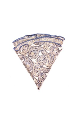 Beige Paisley/Mini Medallion Neat Silk Shappe Diamante Reversible Pocket Circle 