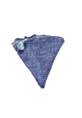 Denim Solid/Geo Neat Silk Shappe Diamante Reversible Pocket Circle 