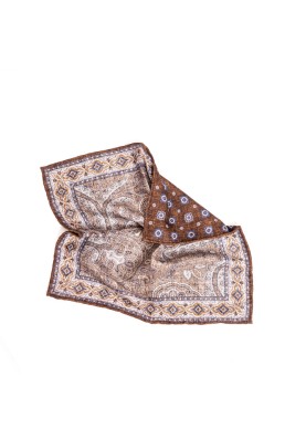 Gray Persian/Foulard Print Reversible Pocket Square 