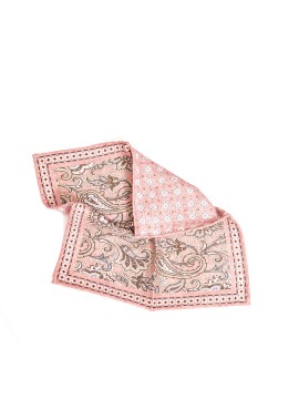 Pink Paisley/Floral Neat Print Reversible Pocket Square