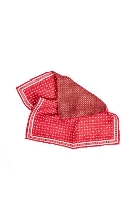 Barn Red Mini Pines/Neat Print Reversible Pocket Square 