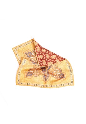 Lt. Yellow Perisan/Paisley Print Reversible Pocket Square 