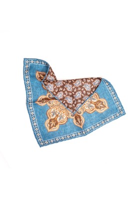 Med. Blue Perisan/Paisley Print Reversible Pocket Square 