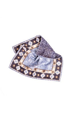 Blue Southwest Border/Persian Print Reversible Pocket Square 