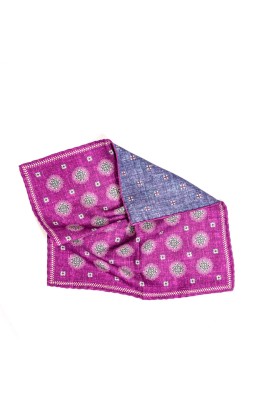 Grape Foulard/Neat Print Reversible Pocket Square 