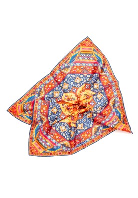 Orange Persian Print Pocket Square 