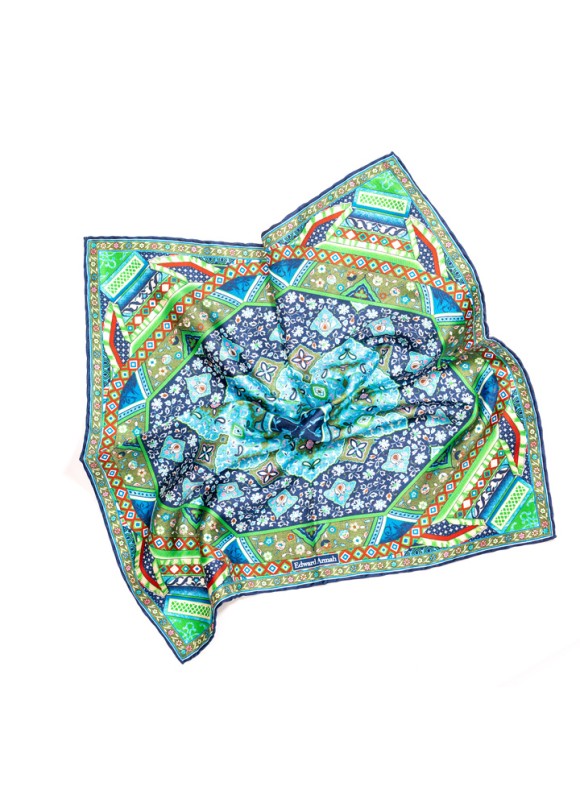 Green Persian Print Pocket Square