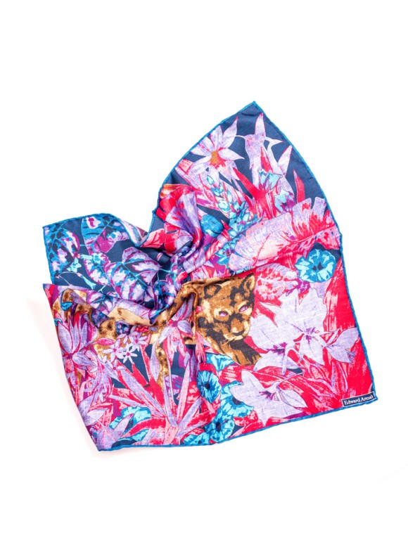 Rose/Lilac Leopard/Jungle Print Pocket Square