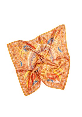 Orange Paisley Print Pocket Square 