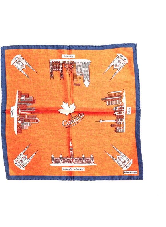 Red Canada Attractions Print Pocket Square