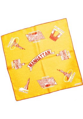 Orange New York Attractions Print Pocket Square 