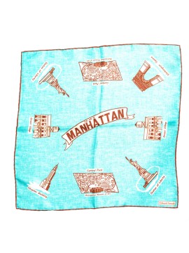 Turquoise New York Attractions Print Pocket Square