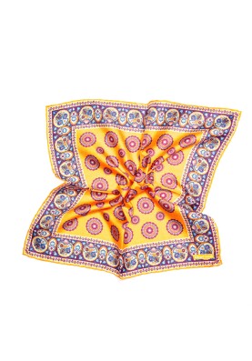 Orange/Blue Medallions Print Pocket Square 