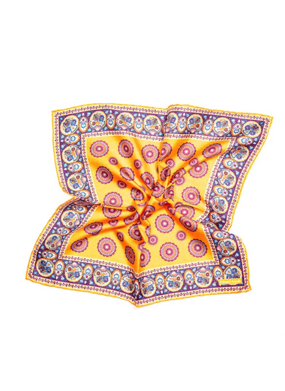 Orange/Blue Medallions Print Pocket Square