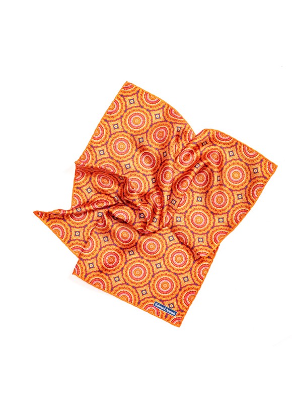 Rust Medallions Print Pocket Square