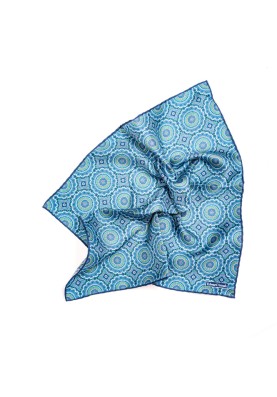 Blue Medallions Print Pocket Square 