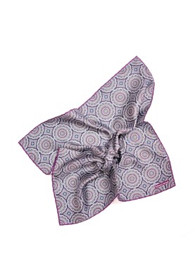 Grey Medallions Print Pocket Square 