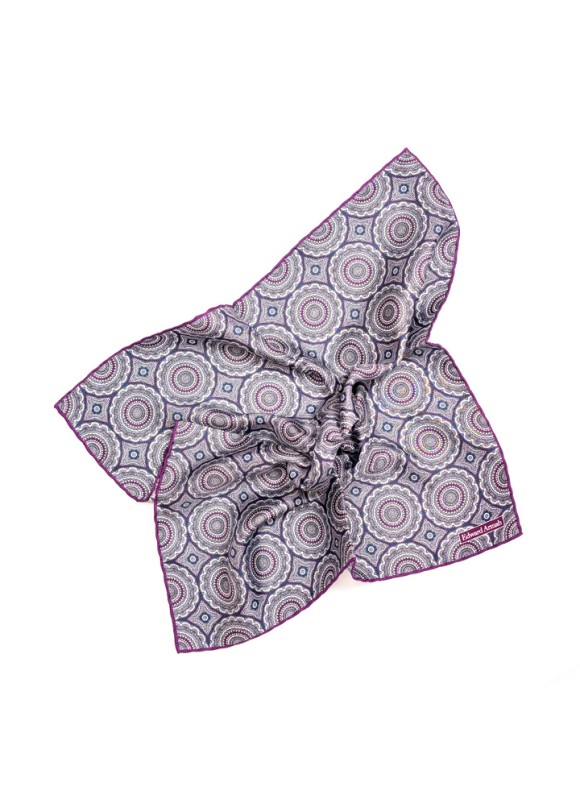 Grey Medallions Print Pocket Square