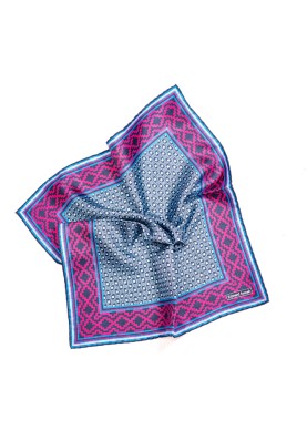 Navy/Fuchsia Neat Print Pocket Square 