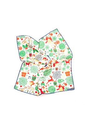 White Christmas Print Pocket Square 