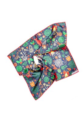 Navy Christmas Print Pocket Square 