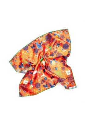 Red Christmas Print Pocket Square 