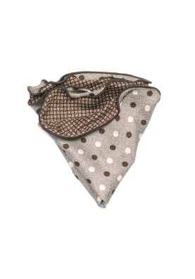 Grey Polka Dots/Basketweave Print  Silk Shappe Diamante Reversible Pocket Circle 