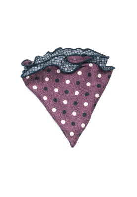 Grape Polka Dots/Basketweave Print  Silk Shappe Diamante Reversible Pocket Circle 