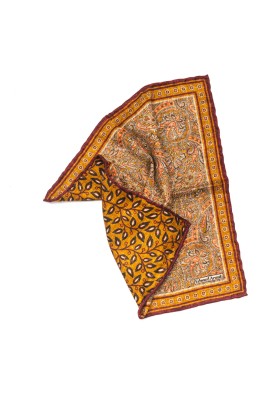 Rust/Wine Exploded Paisley Print Reversible Pocket Square 