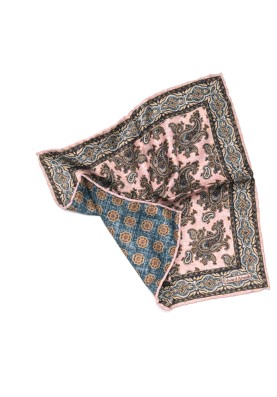 Pink Paisley Print Reversible Pocket Square 